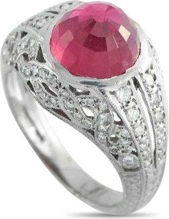 Luxury Bazaar Platinum 0.30ct Diamond and Rubellite Ring MF41-031726
