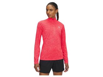 Under Armour Tech 1/4 Zip Twist Womens Clothing Racer Red/White : LG (US 12-14), Polyester