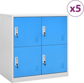 vidaXL Vidaxl - Armarios Taquilla 5 Uds Acero Gris Claro Y Azul 90x45x92,5 Cm
