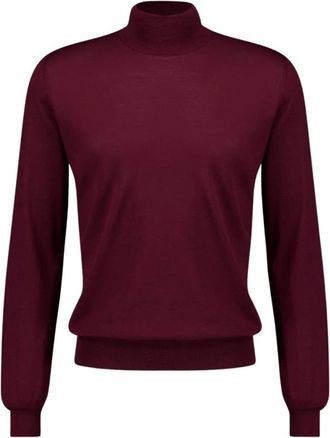 Boglioli Bordeauxwol Coltrui Trui - Heren - Coltruien - Rood - 2XL - Wol - Truien & Vesten