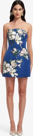 LEO LIN Zaria Appliqu&eacute; Floral Bustier Mini Dress In Midnight