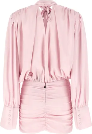 Rotate Draped Tie-Neck Mini Dress - Pink