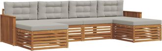vidaXL Conjunto De Sof&aacute;s De Exterior 6 Uds. Gris Natural Y Claro Vidaxl