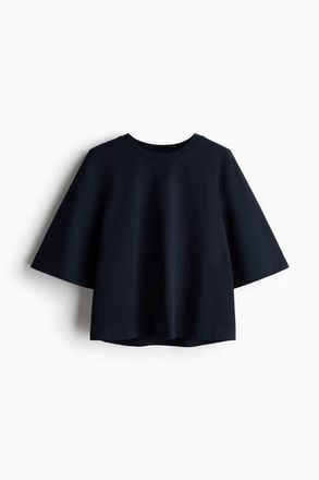 H&M Pima Cotton Top in Dark Blue at Nordstrom, Size X-Large