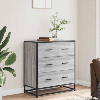 Berkfield Home Sideboard Grey Sonoma 68x35x76 cm Engineered Wood & Metal | Size: 68 x 35 x 76 cm