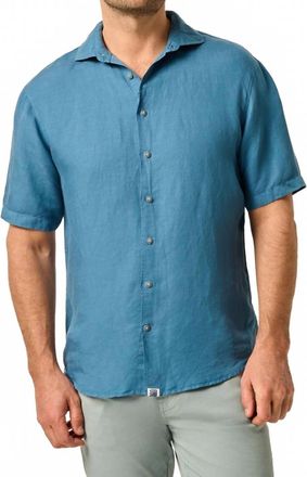 Johnnie-O Gianni Linen Button Up Shirt In Navy