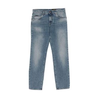 Dolce & Gabbana Straight Jeans, male, Blue, Size: XL Washed Straight Jeans