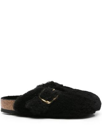 Birkenstock Boston shearling buckle mules - Black