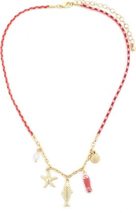 Panacea Cord Sea Life Charm Necklace in Pink at Nordstrom