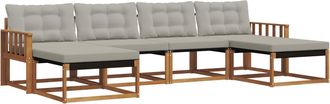 vidaXL Conjunto De Sof&aacute;s De Exterior 6 Uds. Gris Natural Y Claro Vidaxl