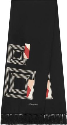Dolce & Gabbana Vierkante sjaal met franje - Zwart