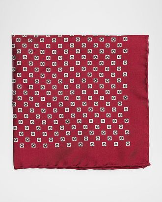 Brunello Cucinelli Mens Geometric Silk Pocket Square