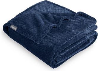 Bare Home Chevron Microplush Fleece Blanket in Dark Blue at Nordstrom, Size Twin