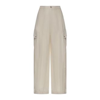 Pinko Wide Trousers, female, Beige, Size: XL Wide Trousers