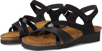 Naot Sophia Womens Sandals Black Velvet Nubuck/Jet Black Leather/Black Crinkle Patent Leath : EU 42 (US Womens 11) M