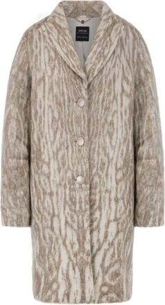 Marc Cain Ozelot Jas - Dames - Mantel - Beige - M - Polyester - Jassen