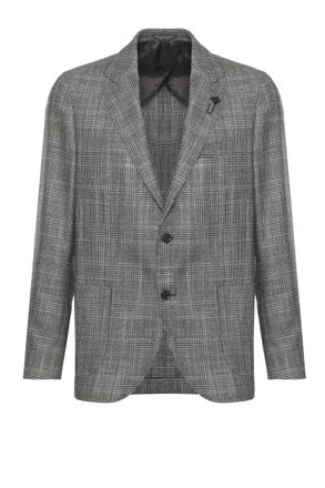 Lardini Tailored Grey Wool Jacket with Iconic Pin