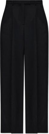 Alexander McQueen Broeken, Dames, Zwart, XS, Wol, Wolbroek met persvouwen