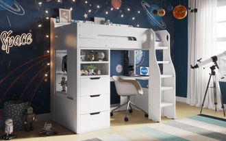 Flair Cosmic Storage Sleeper Bed in White | Size: Single