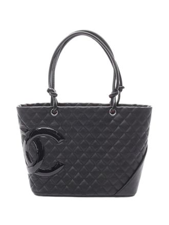 Chanel 2010-2011 grote Cambon Ligne lamsleren shopper - Zwart