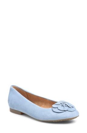 B&oslash;rn Petula Flower Embellished Flat in Light Blue Suede at Nordstrom Rack, Size 7.5