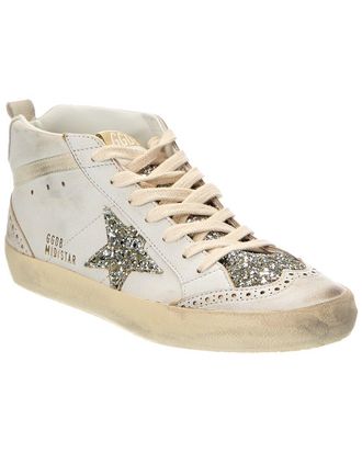 Golden Goose Mid Star Classic Glitter Leather & Suede Sneaker