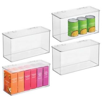 iDesign Plastic Stackable Hinged-Lid Pantry or Kitchen Storage Box - Set of 4 - Clear at Nordstrom