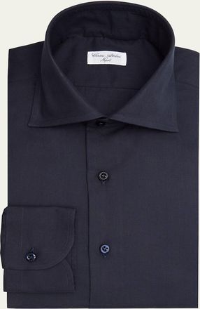 Cesare Attolini Mens Solid Cotton Spread-Collar Sport Shirt