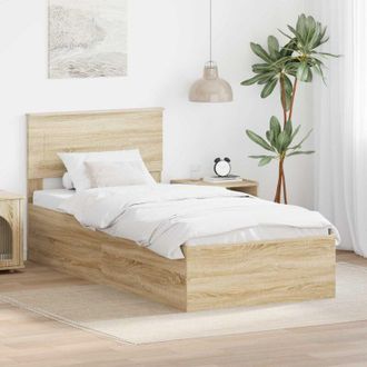 vidaXL Estructura De Cama Con Cabecera Roble Sonoma 75 X 190 Cm Vidaxl