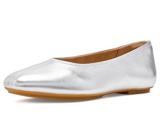 FitFlop Delicato High-Cut Soft-Leather Ballet Flats Womens Dress Flat Shoes Silver : 10 M (B)