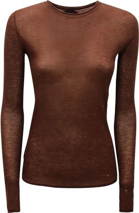 Pinko Pinko, Truien & Vesten, Dames, Bruin, S, Wol, Pico Maglia Ultrafine Wool Micropaillettes Trui