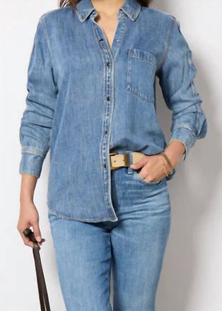 Rails Atticus Snap Front Top In Denim