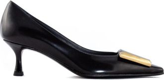 Roberto Festa Milano Zwarte leren Mila pumps met gesp - Dames - Pumps - Zwart - 38 EU - Leer - Schoenen