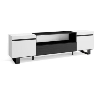 Skraut Home Mobile tv Soggiorno, Ampio spazio a disposizione, 200x57x35cm, Per tv fino a 80, Design industriale, Stile moderno, Bianco e nero - Skraut Home