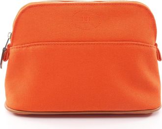 Herm&egrave;s Orange Canvas Leather Pouch (Pre-Owned)