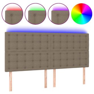 No Brand Vidaxl Testiera Per Letto - Testiera A Led Tortora 160x5x118/128 Cm In Tessuto