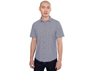 Johnston & Murphy XC+ Motion Short Sleeve Print Knit Shirt Mens Clothing Navy Surfboard Print Shirt : 2XL, Nylon/Spandex