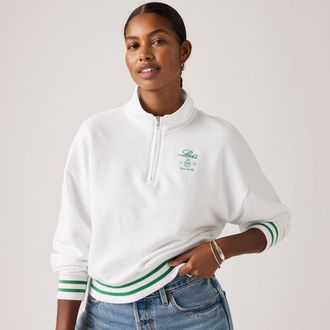 Levi's Graphic Everyday Quarter Zip Sweatshirt - Womens - XS - White