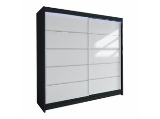 Mirjan24 Armario Closico Cavaris Iv, Negro + Blanco, 215x180x58cm, Puertas De Armario: Correderas, N&uacute;mero De Estantes: 5, Led