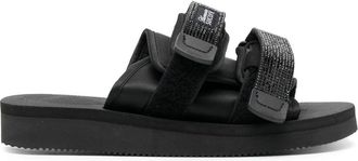 Blumarine logo-patch touch-strap slides - women - Rubber/Rubber/Rubber/Silk - 38.5 - Black