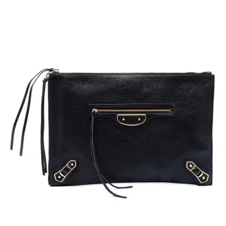 Balenciaga Pre-owned Balenciaga Medium Goatskin Motocross Classic Metallic Edge Clutch Ladies EJP6LOG1FEGD15GS