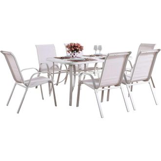 Habitat et Jardin Conjunto De Jard&iacute;n Mesa + 6 Sillas De Textileno c&oacute;rdoba - Crudo