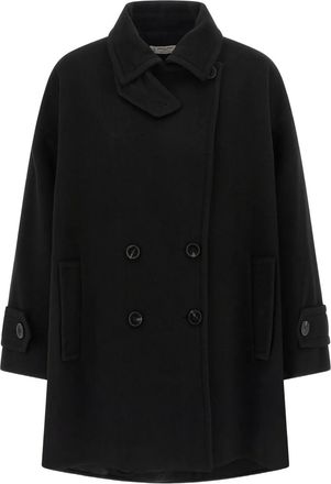 Alberto Biani Cappotto doppiopetto in lana - Nero