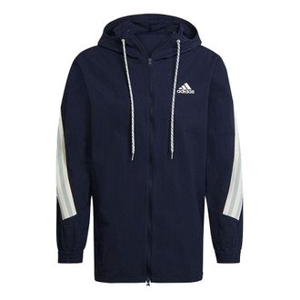 adidas M 3s Tape Jkt Colorblock Casual Sports Hooded Jacket Navy Blue GM3835