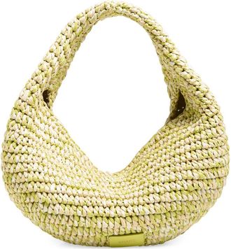 Khaite Medium Olivia Raffia Hobo Bag in 675 Citron /White at Nordstrom