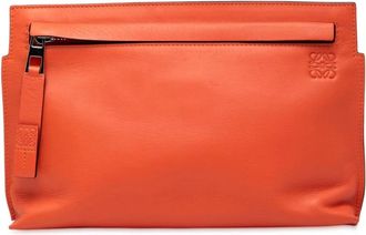 Loewe Pre-owned Clutches, female, Orange, Size: ONE SIZE Pre-owned Leather Zip Pouch