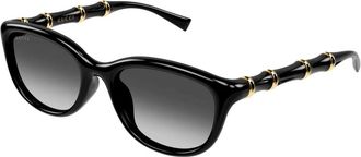 Gucci Zonnebril met bamboe-effect - Dames - Zonnebrillen - Zwart - 54 MM - Bamboe - Accessoires