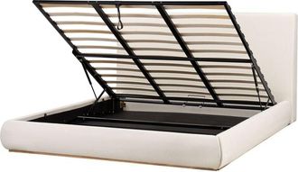 Beliani Ottoman Bed Fabric CAMPAGNE 180 x 200 cm (EU Super King) Light Beige