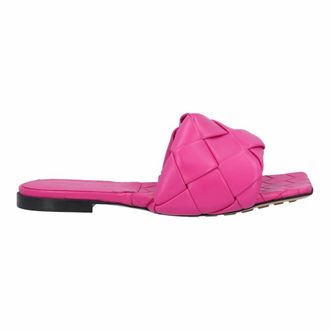Bottega Veneta Schoenen, Dames, Roze, 37 EU, Leer, Geweven leren Slide Sandalen Roze