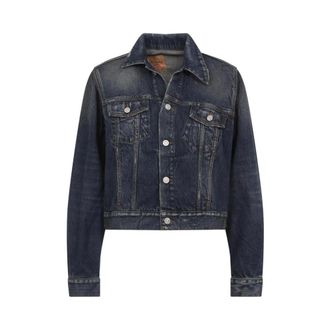 Balenciaga Denim Jackets, female, Blue, Size: XS Distressed Denim Trucker Jacket